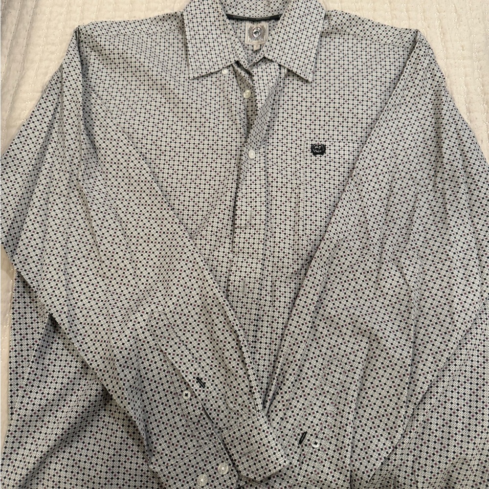 Cinch Men's Black and White Geometric Shirt